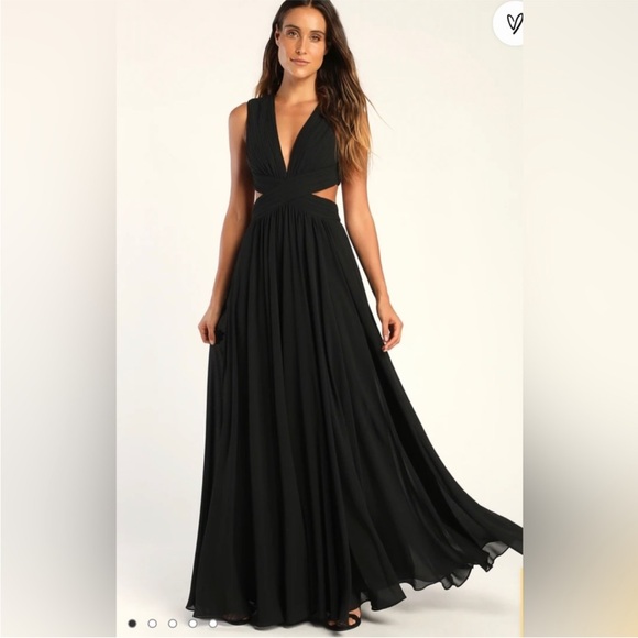 Lulus Dresses & Skirts - NWT Lulus Vivid Imagination Black Cutout Maxi Dress Formal Evening Textured
